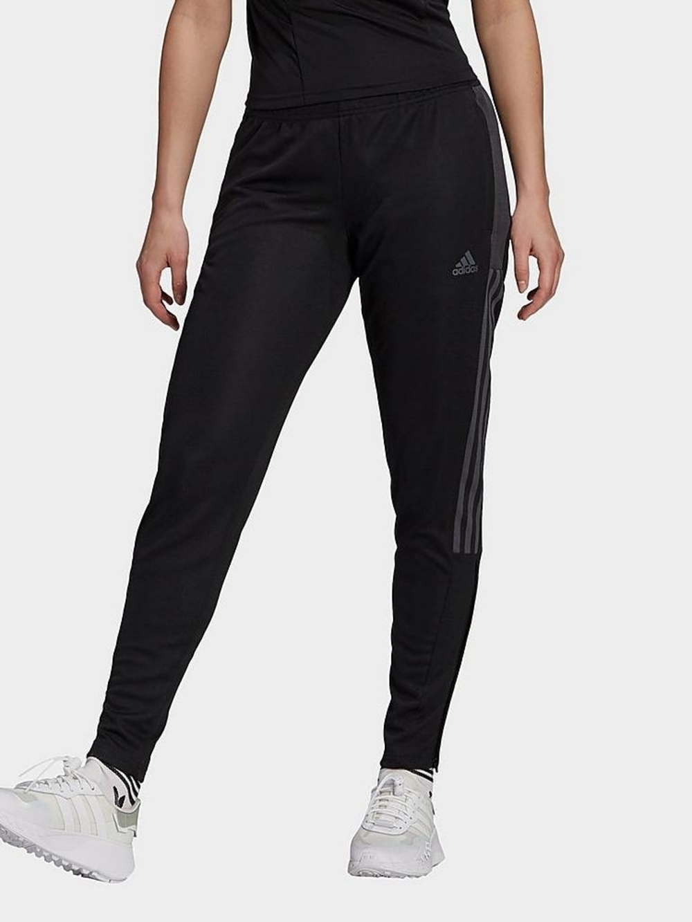 adidas Black Tiro Track Pants with Contrast Side Stripes